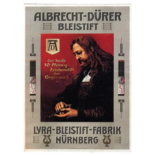 Legendarte - Vintage reklamaffisch Albrecht Durer Bleistift - Målning, tryck på duk cm. 50x70