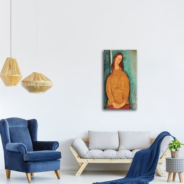 Legendarte - Målning, tryck på duk - Porträtt av Jeanne Hébuterne Amedeo Modigliani cm. 50x100