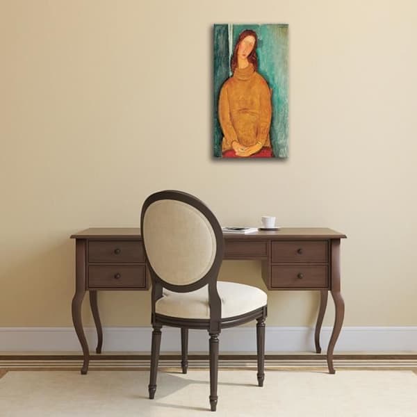 Legendarte - Målning, tryck på duk - Porträtt av Jeanne Hébuterne Amedeo Modigliani cm. 50x100
