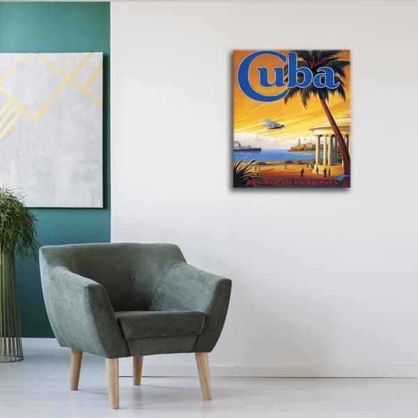 Legendarte - Vintage Cuba Tourist Poster - Målning, Canvastryck cm. 80x100