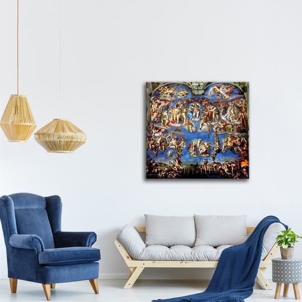 Legendarte - Målning, tryck på duk - Den sista domen Michelangelo Buonarroti cm. 60x60