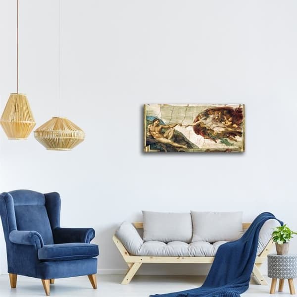 Legendarte - Målning, tryck på duk - Skapandet av Adam Michelangelo Buonarroti cm. 50x100