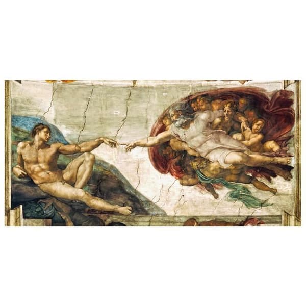 Legendarte - Målning, tryck på duk - Skapandet av Adam Michelangelo Buonarroti cm. 50x100