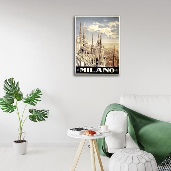 Legendarte - Milano Vintage Tourist Poster - Målning, Canvastryck cm. 50x70