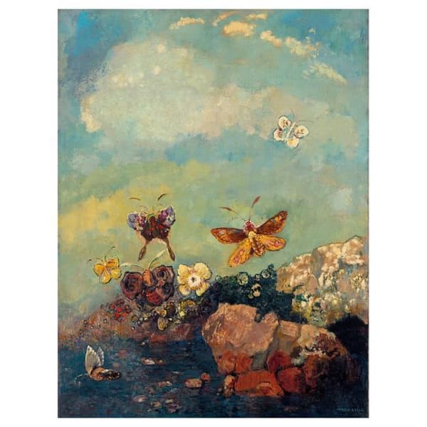 Legendarte - Målning, Tryck på duk - Fjärilar Odilon Redon cm. 60x80