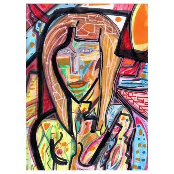 Legendarte - Målning, tryck på duk - Färger och linjer i ett porträtt cm. 50x70