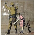Miniatyrbild 1 av 4: Legendarte - Målning, tryck på duk - Ung flicka och en soldat, Banksy cm. 90x90