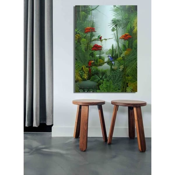 Tavla, Canvastavla - Papegojor med bambu - 50x70cm