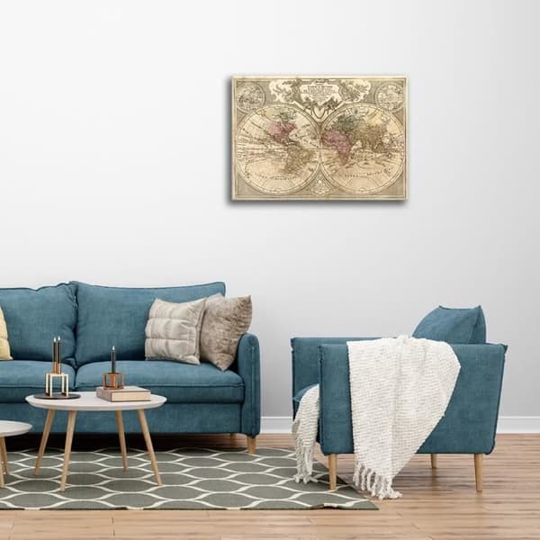 Legendarte - Målning, Tryck på duk - Kartografi - Gammal karta nr 60 cm. 80x100