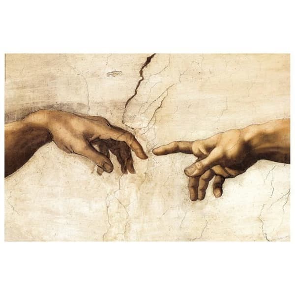 Legendarte - Målning, tryck på duk - Adams skapelse (Detalj) Michelangelo Buonarroti cm. 60x90