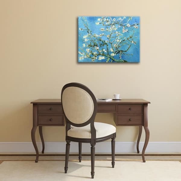 Legendarte - Målning, tryck på duk - Mandelträd i blom Vincent Van Gogh cm. 80x110