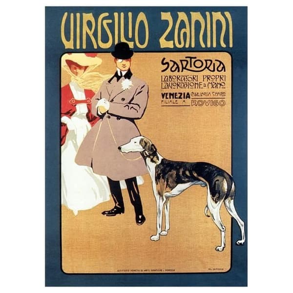 Legendarte - Vintage reklamaffisch Sartoria Virgilio Zanini - Målning, tryck på duk cm. 50x70