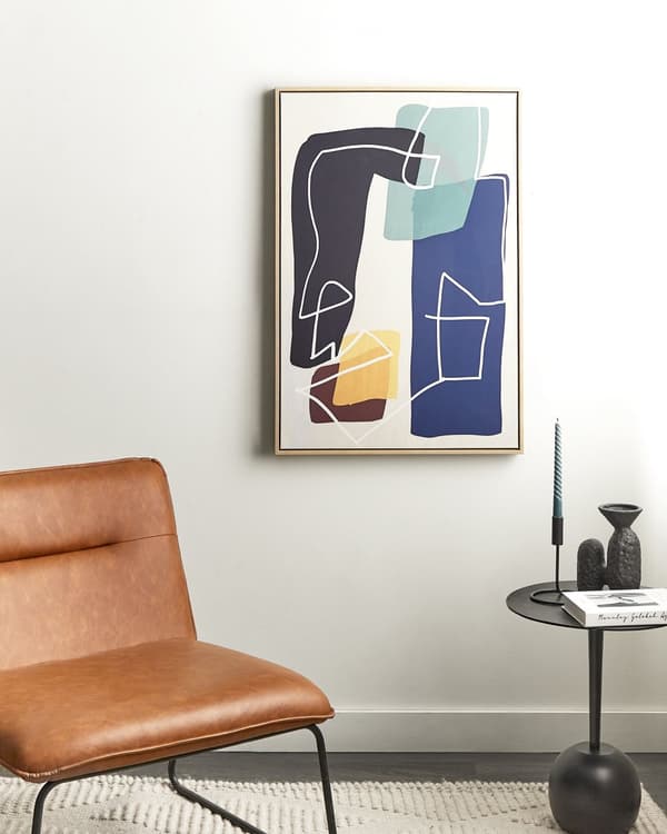 Kunsttrykk på lerret Flerfarget 93 x 63 cm Glam Abstrakte former Geometrisk MDF-ramme Eklektisk moderne