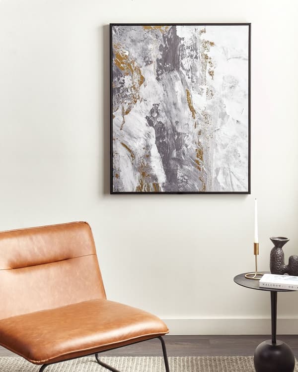 Kunsttrykk på lerret i grått og hvitt 103 x 83 cm Abstrakte former Geometrisk MDF-ramme Eklektisk Moderne Stue Entré