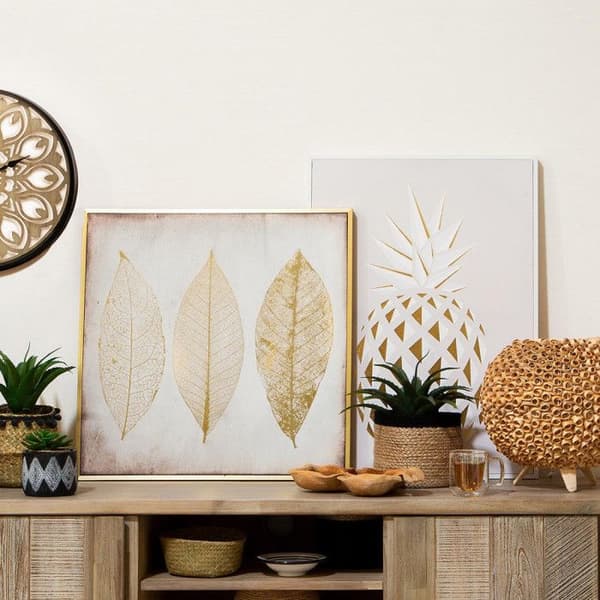 Tryckt canvasram Golden Leaves 58 x 58 cm Atmosphera
