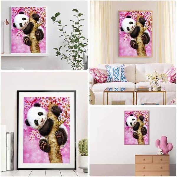 Gör det själv 5D diamantmålning Panda klätterträd korsstygn broderi diamantmålningssats Vardagsrum sovrumsinredning