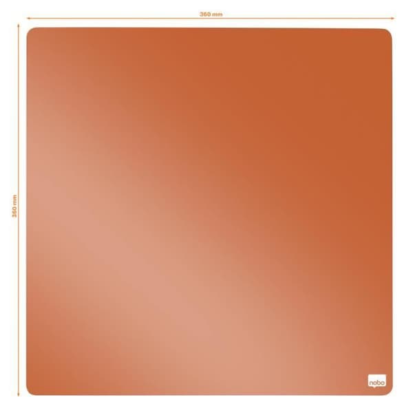 Mini magnettavla - NOBO - Kvadrat - Torkbar - Väggfästen - 360 x 360 mm - Orange