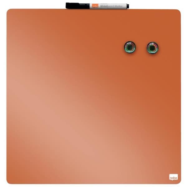 Mini magnettavla - NOBO - Kvadrat - Torkbar - Väggfästen - 360 x 360 mm - Orange
