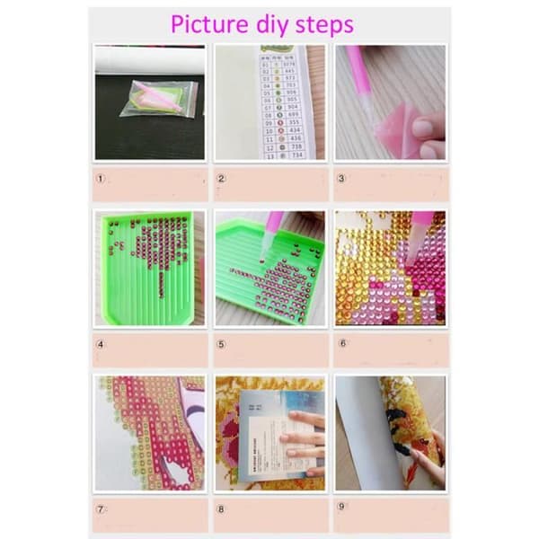 5D diamantmålning - DIY - Katt - Rosa - 30cm - Djur