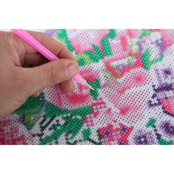 5D diamantmålning - DIY - Katt - Rosa - 30cm - Djur