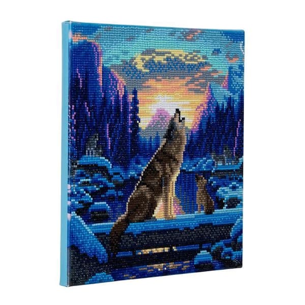 Crystal Art Wolf Rhinestone Diamantmålning 30cm - DIAMANTKIT - Fyrkantig - Samtida - Djur