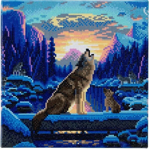 Crystal Art Wolf Rhinestone Diamantmålning 30cm - DIAMANTKIT - Fyrkantig - Samtida - Djur