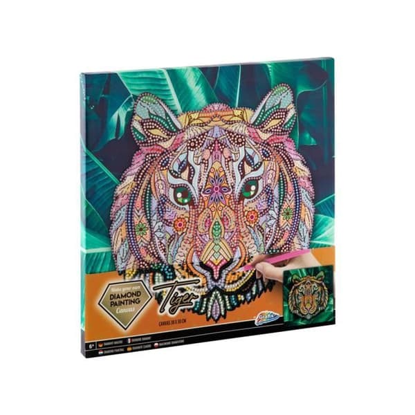 Väggdekoration - GRAFIX - Diamantmålning Canvas på duk Tiger - Fyrkantig - Interiör