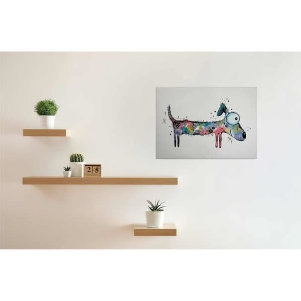 Canvastavla - Tadessi - M1-No.50339 - Barn - Blå - Beige - Canvas på ram - Barnrum - Hund - 70 x 50 cm