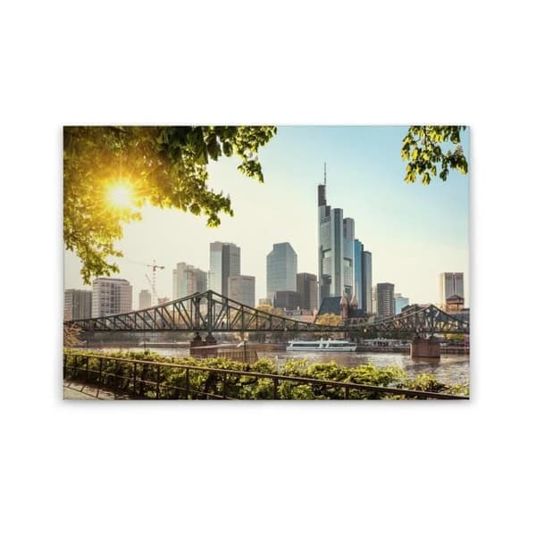 Canvastavla - Tadessi - M1-nr.50079 - Symbol - Frankfurt - Grå - Grön - Skyline - Canvas på bårram - 90 x 60 cm