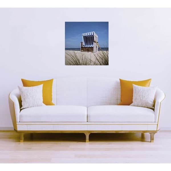 Canvastavla - Tadessi - M1-No.50517 - Marin - Blå - Grön - Canvas på bår - Solstol-hytt - Havet - 50 x 50 cm