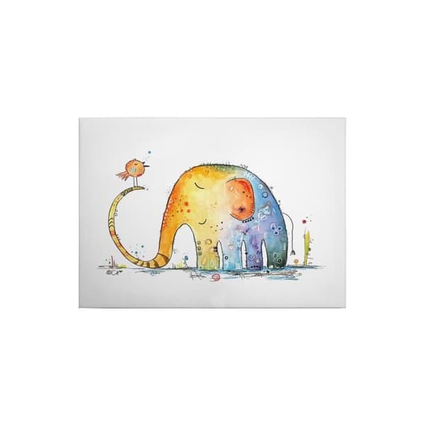 Canvastavla - Tadessi - M1-No.50338 - Barn - Blå - Gul - Canvas på ram - Elefant - 70 x 50 cm