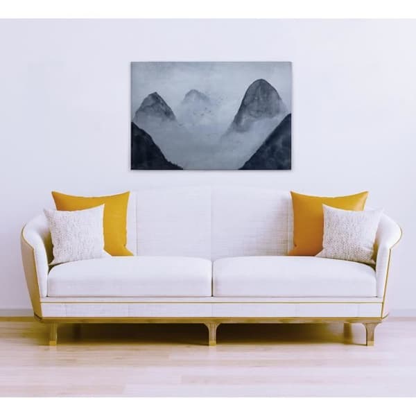 Canvastavla - Tadessi - M1-No.50043 - Landskap - Berg - Blå - Svart - Dimma - Canvas på bårram - 90 x 60 cm