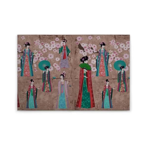 Canvastavla - Tadessi - M1-No.50149 - Människor - Asiatiskt - Brunt - Röd - Canvas på bårram - 90 x 60 cm