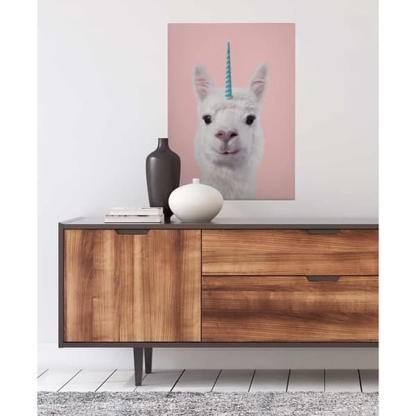 Canvastavla - Tadessi - M1-No.50419 - Djur - Rosa - Vit - Canvas på bårram - Fantasy - Alpaca - 50 x 70 cm