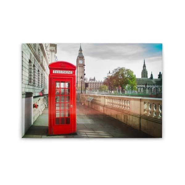 Canvastavla - Tadessi - M1-No.50077 - Engelska - London - Röd - Beige - Canvas på bårram - Telefonlåda - 90 x 60 cm