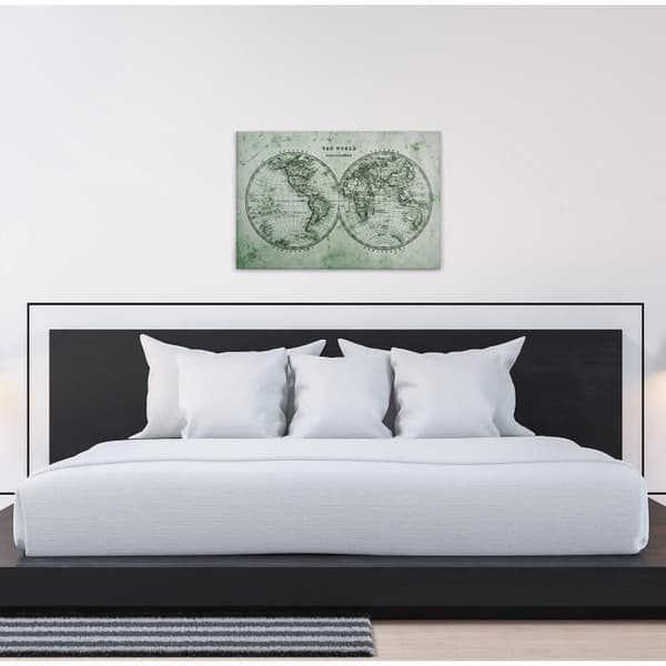 Canvastavla - Tadessi - M1-No.50087 - Abstrakt - Världskarta - Grön - Canvas på bårram - Vintage - 90 x 60 cm