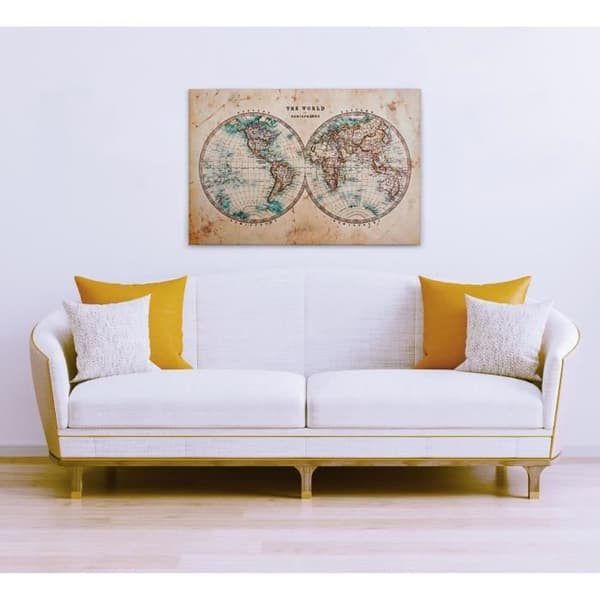 Canvastavla - Tadessi - M1-No.50086 - Abstrakt - Världskarta - Beige - Vintage - Canvas på bårram - 90 x 60 cm