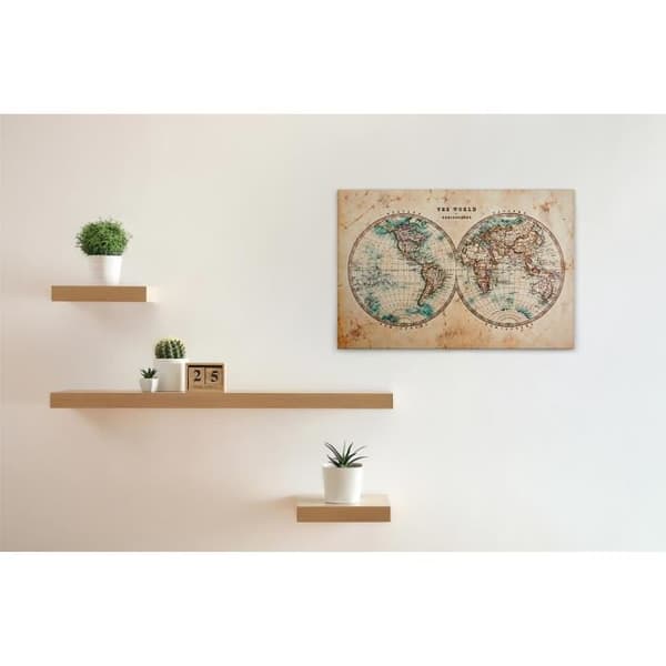 Canvastavla - Tadessi - M1-No.50086 - Abstrakt - Världskarta - Beige - Vintage - Canvas på bårram - 90 x 60 cm