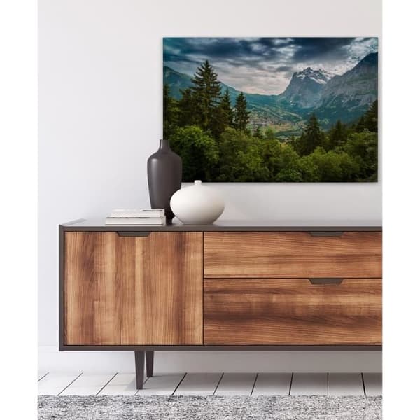 Canvastavla - Tadessi - Skog - M1-nr.50048 - Träd - Landskap - Grön - Grå - Canvas på bårram - 90 x 60 cm