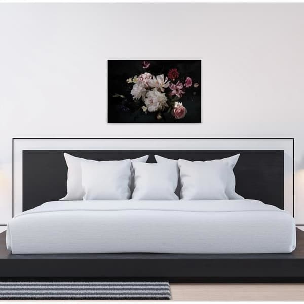 Canvastavla - Tadessi - M1-No.50005 - Blommor - Vit - Svart - Canvas på ram - 90 x 60 cm
