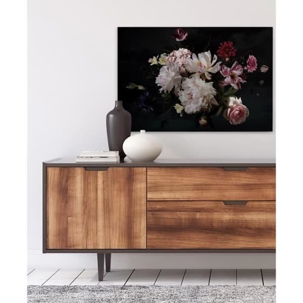 Canvastavla - Tadessi - M1-No.50005 - Blommor - Vit - Svart - Canvas på ram - 90 x 60 cm
