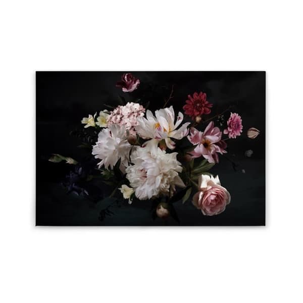 Canvastavla - Tadessi - M1-No.50005 - Blommor - Vit - Svart - Canvas på ram - 90 x 60 cm