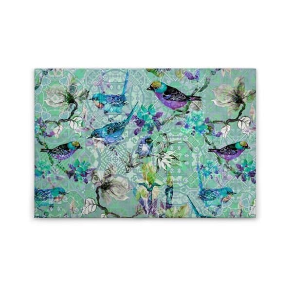 Canvastavla - Tadessi - M1-No.50101 - Fåglar - Blå - Lila - Canvas på ram - Djur - Blommor - 90 x 60 cm