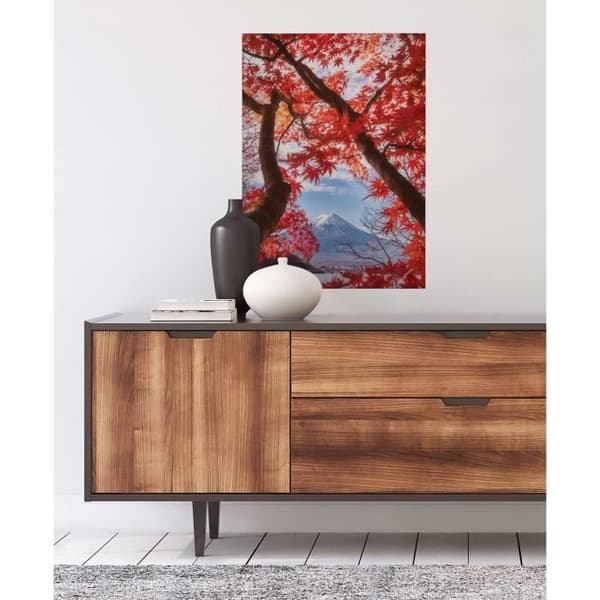 Canvastavla - Tadessi - Löv - M1-nr.50372 - Träd - Röd - Canvas på bårram - Berg - 50 x 70 cm