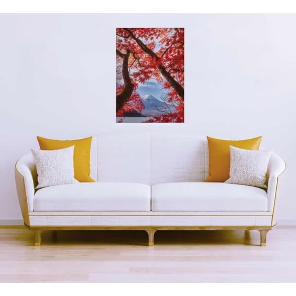 Canvastavla - Tadessi - Löv - M1-nr.50372 - Träd - Röd - Canvas på bårram - Berg - 50 x 70 cm