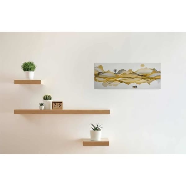 Canvastavla - Tadessi - M1-No.50485 - Landskap - Guld - Vit - Canvas på ram - Abstrakt - 100 x 40 cm