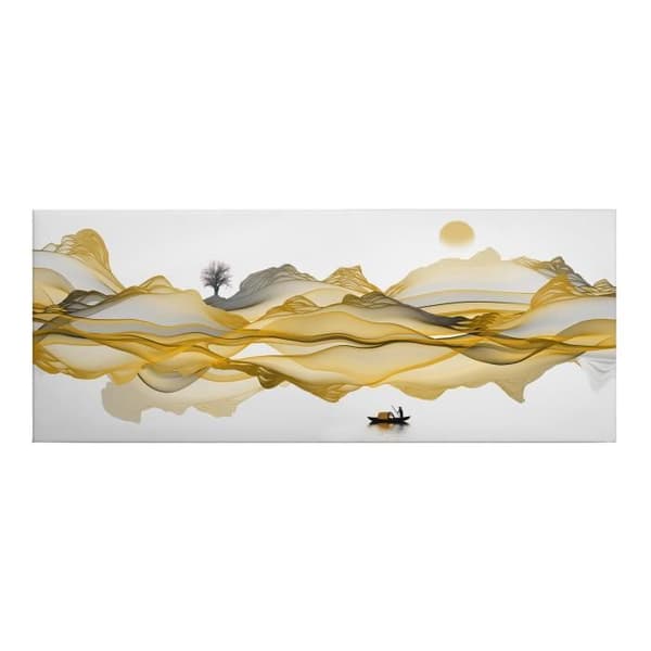Canvastavla - Tadessi - M1-No.50485 - Landskap - Guld - Vit - Canvas på ram - Abstrakt - 100 x 40 cm