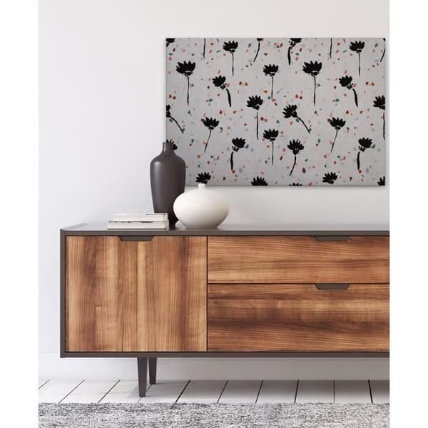 Canvastavla - Tadessi - M1-No.50193 - Blommor - Grå - Svart - Canvas på bår - - 90 x 60 cm