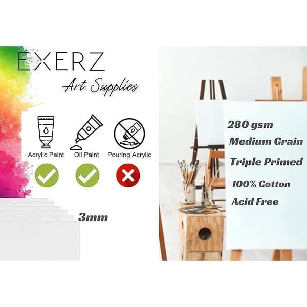 EXERZ Canvas Panels Set med 6/Runda/30cm Diameter/Canvas Boards/Canvas Boards för målning/280GSM/100% försträckt bomull/Blank