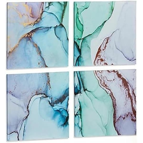 Canvastavlor - PRESENTDEKOR - Blå marmor - 35 x 35 cm - Set om 4 - Modern väggdekoration